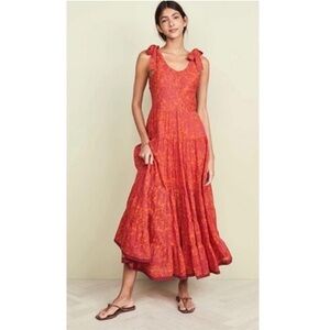 Free People Kikas Floral Printed Tiered Maxi Dress XS